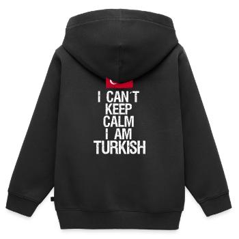 Je n’arrive pas à garder mon calme, je suis Turc - Sweat Premium à capuche zippé enfant bio - noir - Dos - AI Model Kid Male (0cm)
