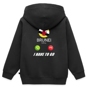 Brunei appelle les drapeaux Lusiger en disant - Sweat Premium à capuche zippé enfant bio - noir - Dos - AI Model Kid Male (0cm)