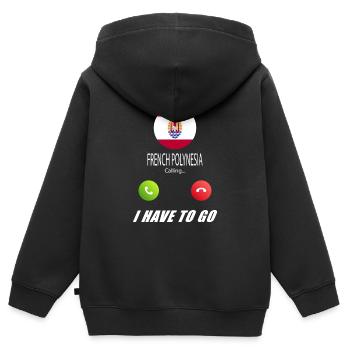 Français Polynésie appelle les drapeaux lusiger - Sweat Premium à capuche zippé enfant bio - noir - Dos - AI Model Kid Male (0cm)