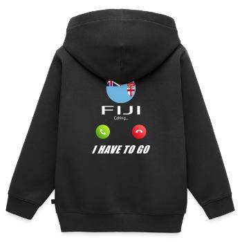 Les Fidji appellent aux drapeaux Lusiger en disant - Sweat Premium à capuche zippé enfant bio - noir - Dos - AI Model Kid Male (0cm)