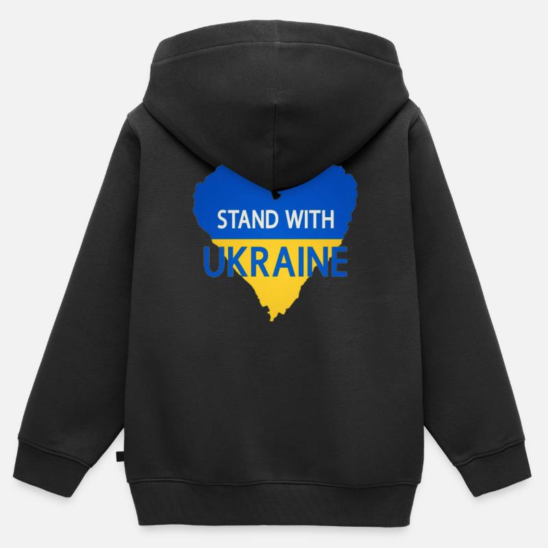 Ukraine - Sweat Premium à capuche zippé enfant bio - noir
