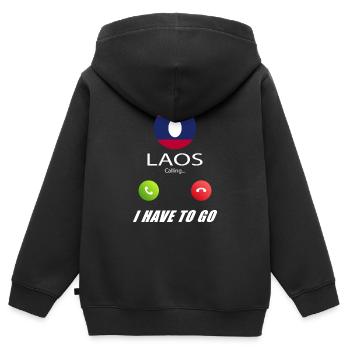 Laos ruft an Lusiger Flaggen Spruch - Kinder Premium Organic Zip Hoodie - Schwarz - Hinten - AI Model Kid Male (0cm)
