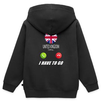 UK ruft an Lusiger Flaggen Spruch - Kinder Premium Organic Zip Hoodie - Schwarz - Hinten - AI Model Kid Male (0cm)
