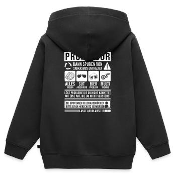 Professor Spruch lustig - Kinder Premium Organic Zip Hoodie - Schwarz - Hinten - AI Model Kid Male (0cm)