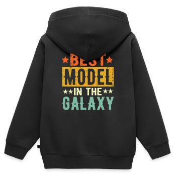Meilleur modèle de cadeau de modèle - Sweat Premium à capuche zippé enfant bio - noir - Dos - AI Model Kid Male (0cm)