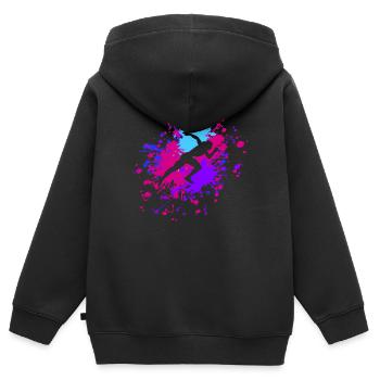 Athlétisme Athlétisme Athlétisme Runner Color Splash - Sweat Premium à capuche zippé enfant bio - noir - Dos - AI Model Kid Male (0cm)