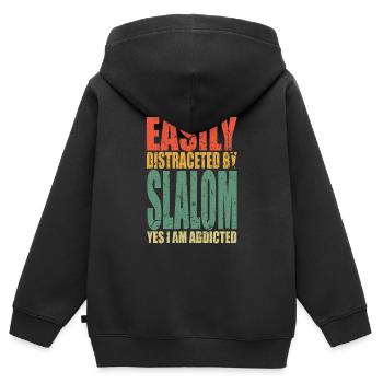 Slalom en disant drôle - Sweat Premium à capuche zippé enfant bio - noir - Dos - AI Model Kid Male (0cm)