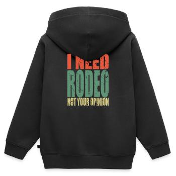 Rodéo en disant drôle - Sweat Premium à capuche zippé enfant bio - noir - Dos - AI Model Kid Male (0cm)