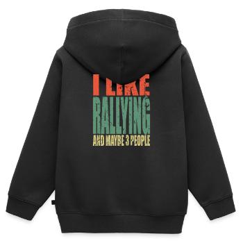 Rallye Spruch lustig - Kinder Premium Organic Zip Hoodie - Schwarz - Hinten - AI Model Kid Male (0cm)