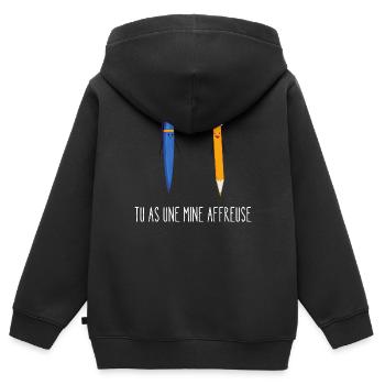 tu as une mine affreuse - Sweat Premium à capuche zippé enfant bio - noir - Dos - AI Model Kid Male (0cm)