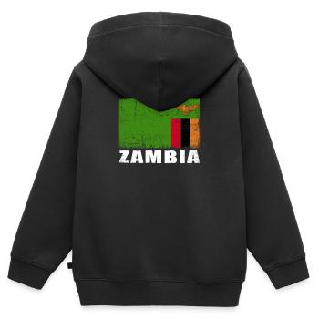 Sambia Flagge Grunge Sambia Fahne - Kinder Premium Organic Zip Hoodie - Schwarz - Hinten - AI Model Kid Male (0cm)