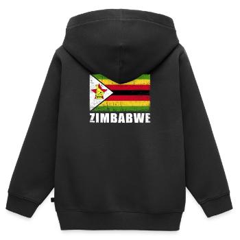Zimbabwe Flag Grunge Zimbabwe Flag - Sweat Premium à capuche zippé enfant bio - noir - Dos - AI Model Kid Male (0cm)