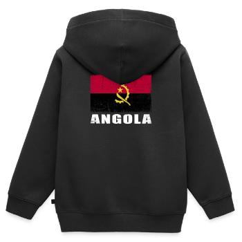 Angola Flagge Grunge Angola Fahne - Kinder Premium Organic Zip Hoodie - Schwarz - Hinten - AI Model Kid Male (0cm)
