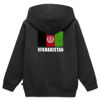 Afghanistan Flagge Grunge Afghanistan Fahne - Kinder Premium Organic Zip Hoodie - Schwarz - Hinten - AI Model Kid Male (0cm)