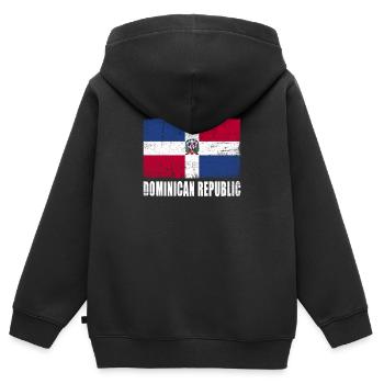 Dominikanische Republik Flagge - Kinder Premium Organic Zip Hoodie - Schwarz - Hinten - AI Model Kid Male (0cm)