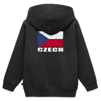 Tschechien Flagge Grunge Tschechien Fahne - Kinder Premium Organic Zip Hoodie - Schwarz - Hinten - AI Model Kid Male (0cm)