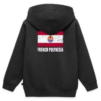 drapeau de la Polynésie Français - Sweat Premium à capuche zippé enfant bio - noir - Dos - AI Model Kid Male (0cm)