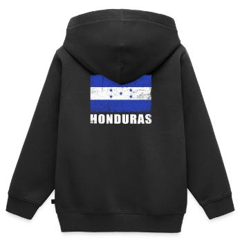 Honduras Flagge Grunge Honduras Fahne - Kinder Premium Organic Zip Hoodie - Schwarz - Hinten - AI Model Kid Male (0cm)
