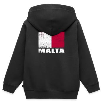Drapeau de Malte Grunge Drapeau de Malte - Sweat Premium à capuche zippé enfant bio - noir - Dos - AI Model Kid Male (0cm)