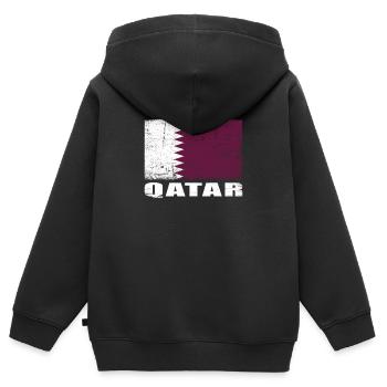 Katar Flagge Grunge Katar Fahne - Kinder Premium Organic Zip Hoodie - Schwarz - Hinten - AI Model Kid Male (0cm)