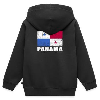 Panama Flag Grunge Panama Flag - Sweat Premium à capuche zippé enfant bio - noir - Dos - AI Model Kid Male (0cm)
