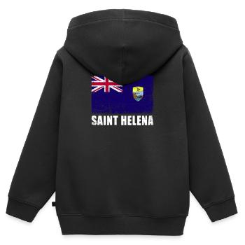 Sankt Helena Flagge Grunge Sankt Helena Fahne - Kinder Premium Organic Zip Hoodie - Schwarz - Hinten - AI Model Kid Male (0cm)