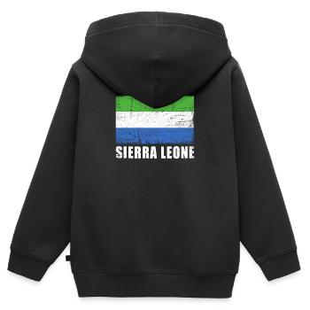 Sierra Leone Flagge Grunge Sierra Leone Fahne - Kinder Premium Organic Zip Hoodie - Schwarz - Hinten - AI Model Kid Male (0cm)