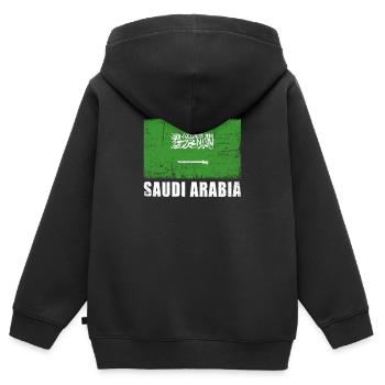 Saudi Arabien Flagge Grunge Saudi Arabien Fahne - Kinder Premium Organic Zip Hoodie - Schwarz - Hinten - AI Model Kid Male (0cm)