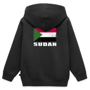 Sudan Flag Grunge Sudan Flag - Kids Premium Organic Zip-up Hoodie - black - Back - AI Model Kid Male (0cm)
