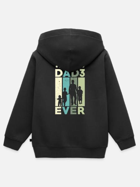 Bester Vater Aller Zeiten Retro Drei Kinder Bester - Premium børne zip-hættetrøje økologisk - sort