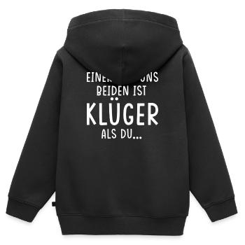 Einer von uns beiden ist klüger als du - Kinder Premium Organic Zip Hoodie - Schwarz - Hinten - AI Model Kid Male (0cm)