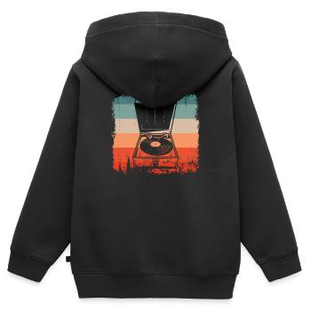 Vinyl Plattenspieler Retro Vinyl - Kinder Premium Organic Zip Hoodie - Schwarz - Hinten - AI Model Kid Male (0cm)