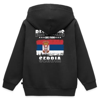 Serbischer Vater Die Besten Väter aus Serbien - Kinder Premium Organic Zip Hoodie - Schwarz - Hinten - AI Model Kid Male (0cm)