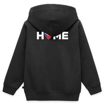 République tchèque Accueil Drapeau de la République tchèque - Sweat Premium à capuche zippé enfant bio - noir - Dos - AI Model Kid Male (0cm)
