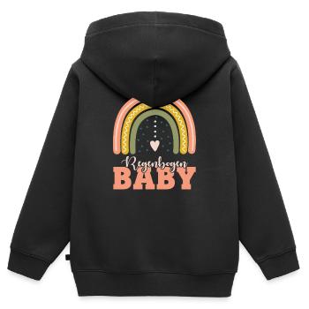 Nach Jedem Sturm Kommt Ein Regenbogen - Kinder Premium Organic Zip Hoodie - Schwarz - Hinten - AI Model Kid Male (0cm)