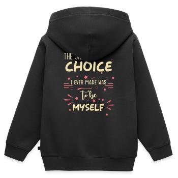 Inspiration Spruch Selbstbewusstsein Selbst Sein - Kinder Premium Organic Zip Hoodie - Schwarz - Hinten - AI Model Kid Male (0cm)