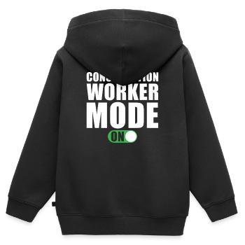 Bauarbeiter Modus Ein - Kinder Premium Organic Zip Hoodie - Schwarz - Hinten - AI Model Kid Male (0cm)