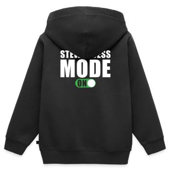 Stewardess Modus Ein - Kinder Premium Organic Zip Hoodie - Schwarz - Hinten - AI Model Kid Male (0cm)