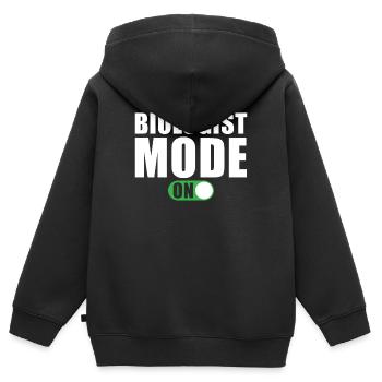 Biologe Modus An - Kinder Premium Organic Zip Hoodie - Schwarz - Hinten - AI Model Kid Male (0cm)