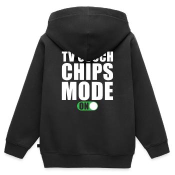 Tv Couch Chips Modus Ein - Kinder Premium Organic Zip Hoodie - Schwarz - Hinten - AI Model Kid Male (0cm)