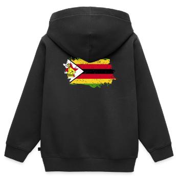 Zimbabwe Flag Grunge Zimbabwe Flag - Sweat Premium à capuche zippé enfant bio - noir - Dos - AI Model Kid Male (0cm)