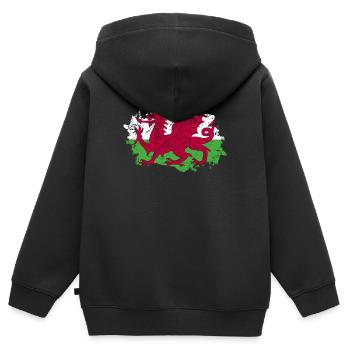 Wales Flagge Grunge Wales Fahne - Kinder Premium Organic Zip Hoodie - Schwarz - Hinten - AI Model Kid Male (0cm)