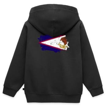 Drapeau des Samoa américaines - Sweat Premium à capuche zippé enfant bio - noir - Dos - AI Model Kid Male (0cm)