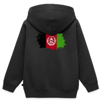 Afghanistan Flagge Grunge Afghanistan Fahne - Kinder Premium Organic Zip Hoodie - Schwarz - Hinten - AI Model Kid Male (0cm)