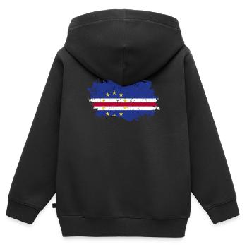 Drapeau du Cap-Vert Grunge Drapeau du Cap-Vert - Sweat Premium à capuche zippé enfant bio - noir - Dos - AI Model Kid Male (0cm)
