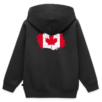 Kanada Flagge Grunge Kanada Fahne - Kinder Premium Organic Zip Hoodie - Schwarz - Hinten - AI Model Kid Male (0cm)