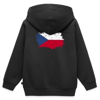 Tschechien Flagge Grunge Tschechien Fahne - Kinder Premium Organic Zip Hoodie - Schwarz - Hinten - AI Model Kid Male (0cm)