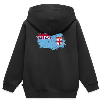 Drapeau des Fidji Grunge Drapeau des Fidji - Sweat Premium à capuche zippé enfant bio - noir - Dos - AI Model Kid Male (0cm)