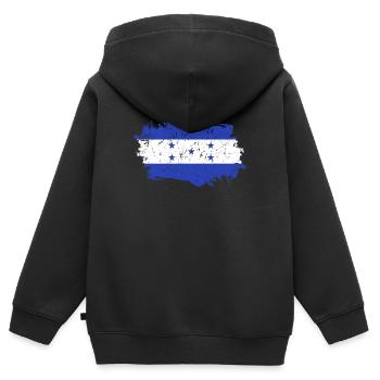 Honduras Flagge Grunge Honduras Fahne - Kinder Premium Organic Zip Hoodie - Schwarz - Hinten - AI Model Kid Male (0cm)