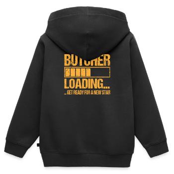 Metzger loading Metzger Ausbildung - Kinder Premium Organic Zip Hoodie - Schwarz - Hinten - AI Model Kid Male (0cm)